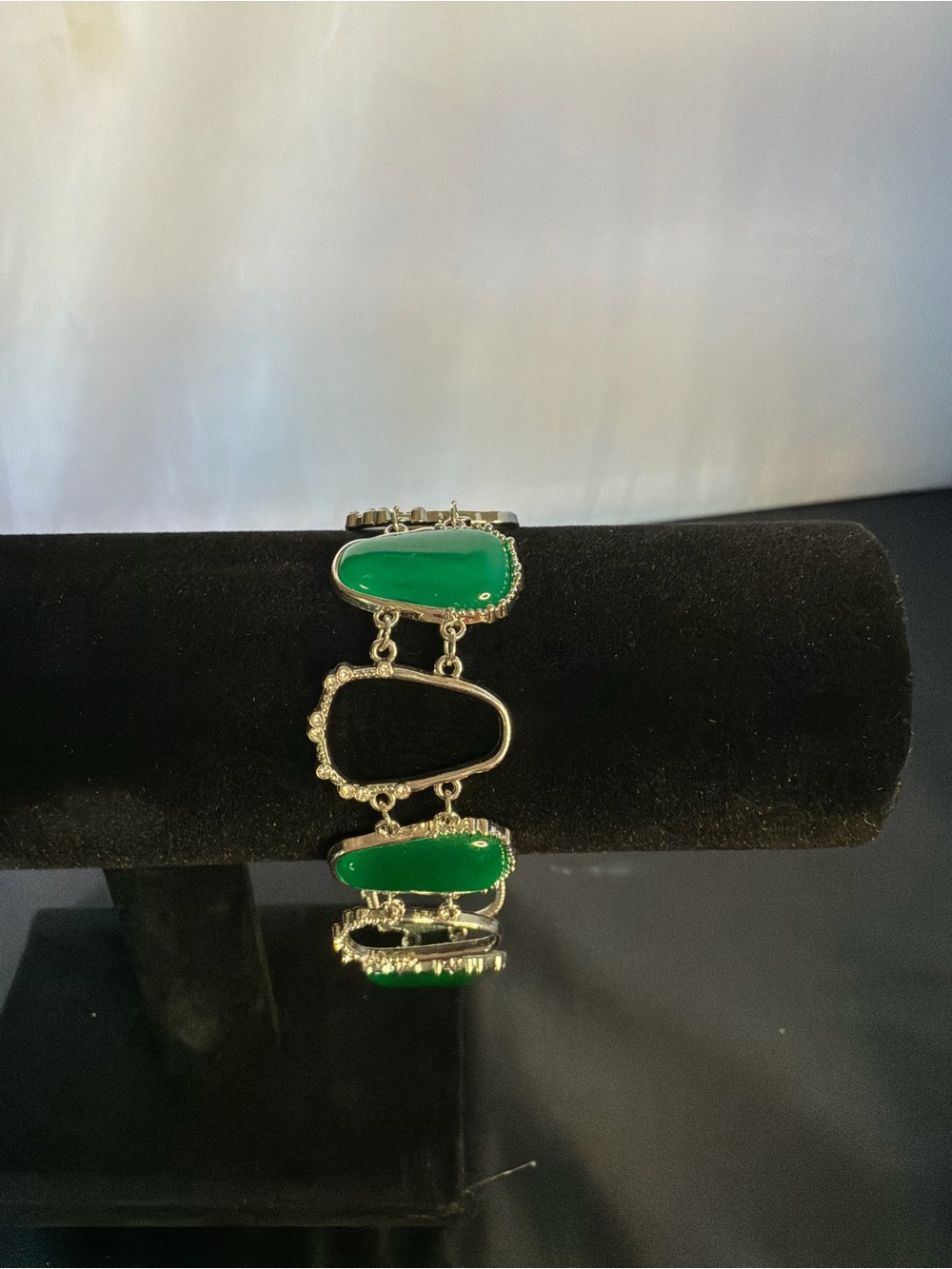 Bracelet with Green Gemstone Links